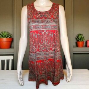 SimpleFun Red Paisley Print Sleeveless Mini Dress Women's Size S